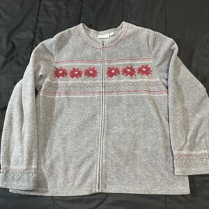 Croft & Borrow‎ floral fleece zip up Woman's Size X-LARGE